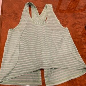 Zyia Green Tank, seamed criss-cross, sewn and open back